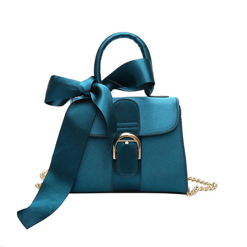 TURQUISE BOW DETAILED MINI HANDBAG