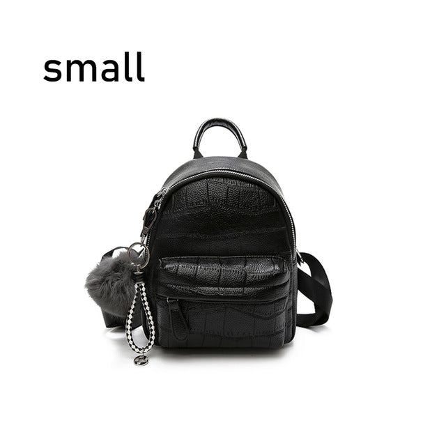 STONE SOLID PU LEATHER SMALL BACKPACK