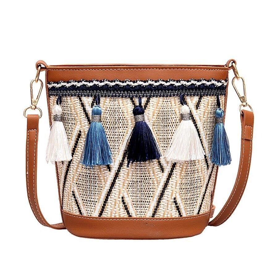 DESIGNER STRAW RATTAN WOVEN SHOULDER BAG