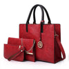 3PCS DARK BROWN PU LEATHER BAG SET